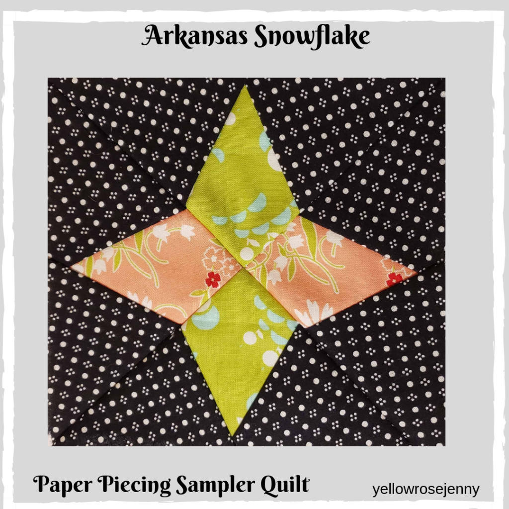 paper piecing arkansas snowflake 6 inch block