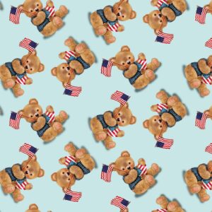 Teddy’s America | Tossed Teddy with Flag | Robert Giordano | Henry Glass | 9580-11 lt Blue