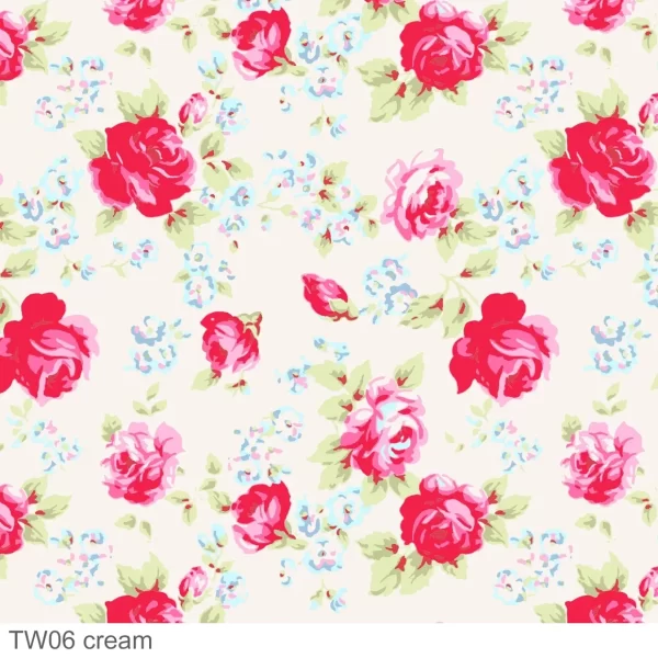 Posie Peony Cream Main TW06-cream Tanya Whelan Fabrics