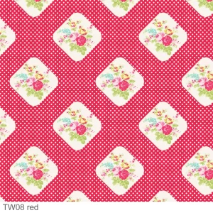 Posie Floral Bouquet Red TW08-red Tanya Whelan Fabrics