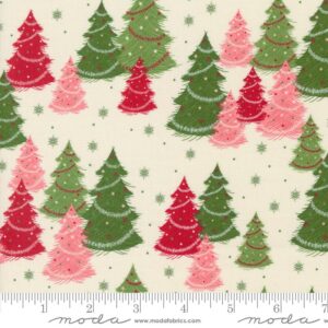 Once Upon Christmas Snow Evergreen Tree 43160 11 Sweetfire Road Moda Pink Red Green Trees